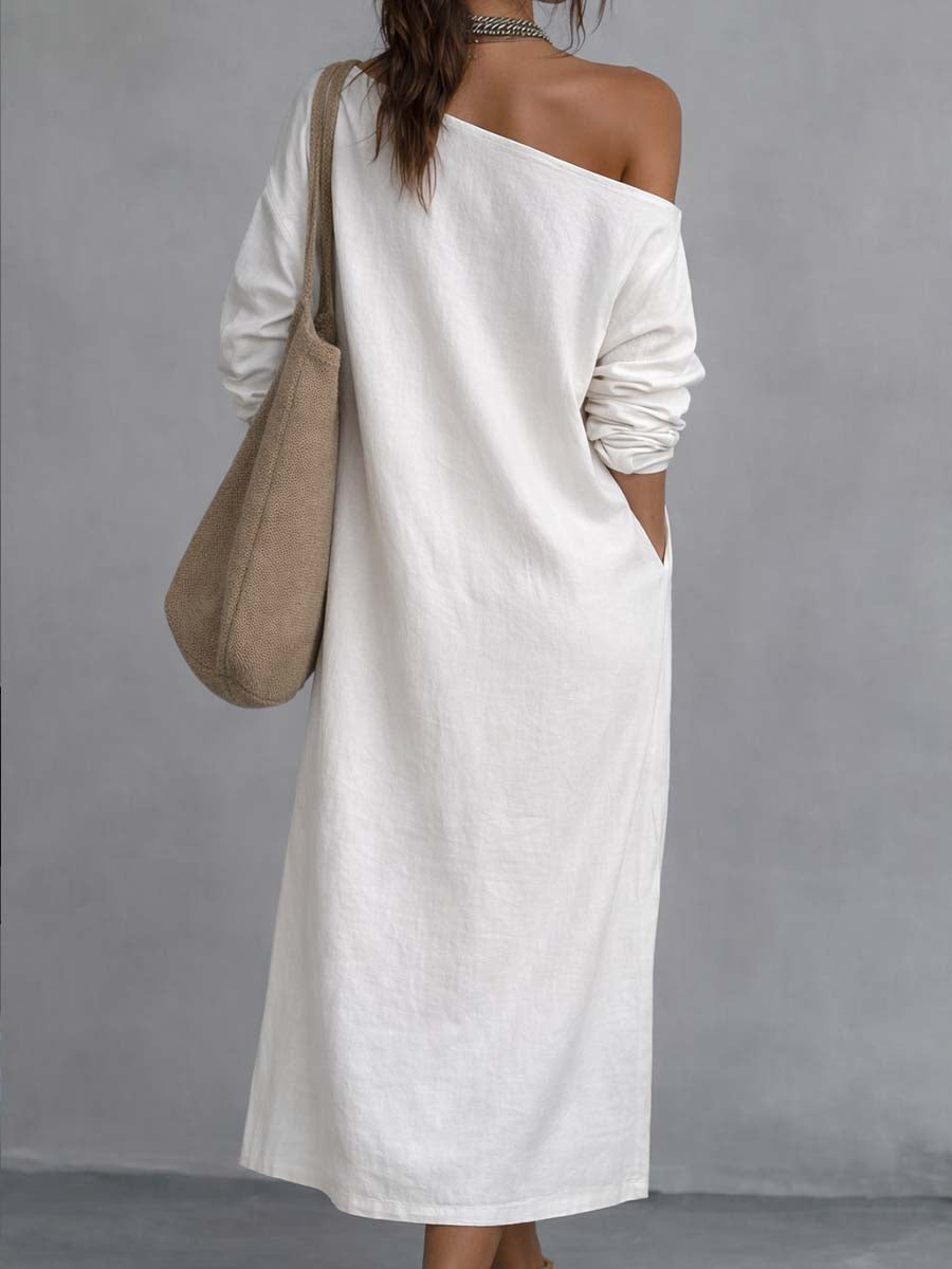 Sara | Vestido midi holgado de un solo hombro