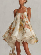 Liliana | Vestido Corto de Organza Beige