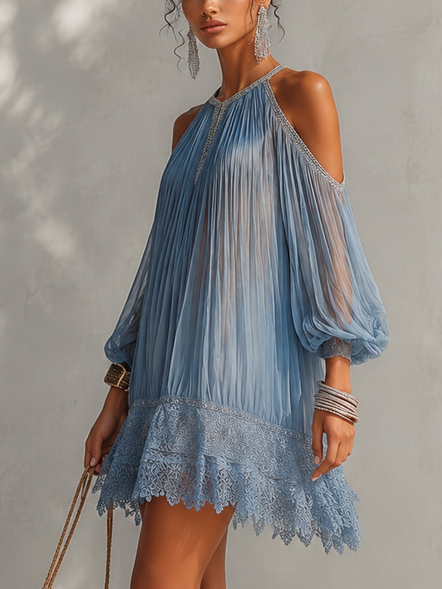 Celeste | Vestido Corto con Hombros Descubiertos