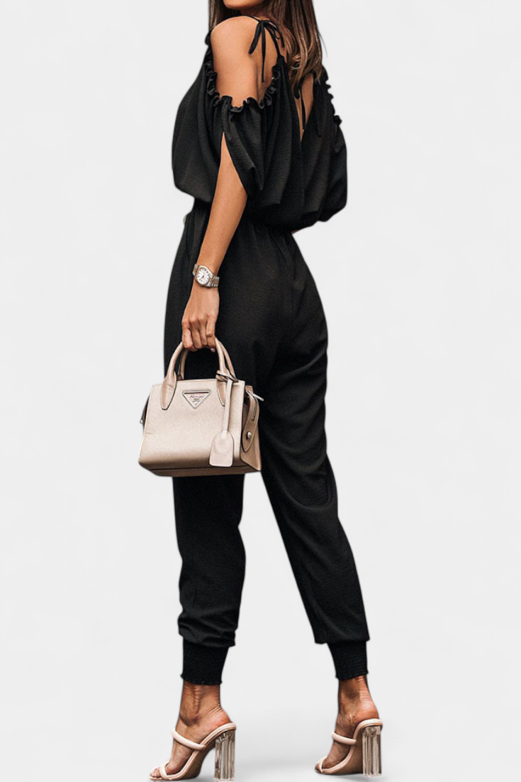 Solene | Mono Casual con Hombros Descubiertos y Cintura Elástica