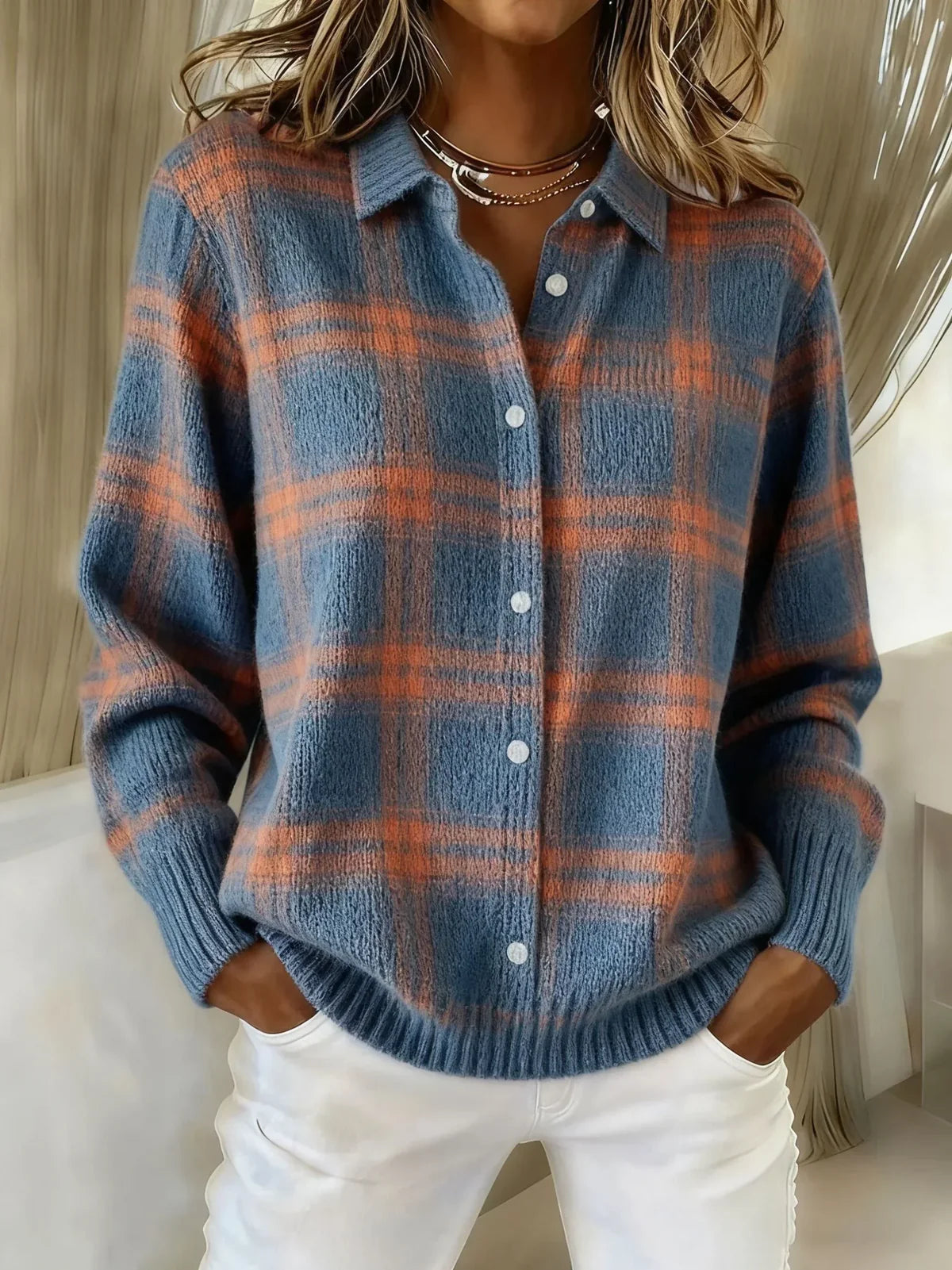 Teresa | Chaqueta de Punto de Cuadros