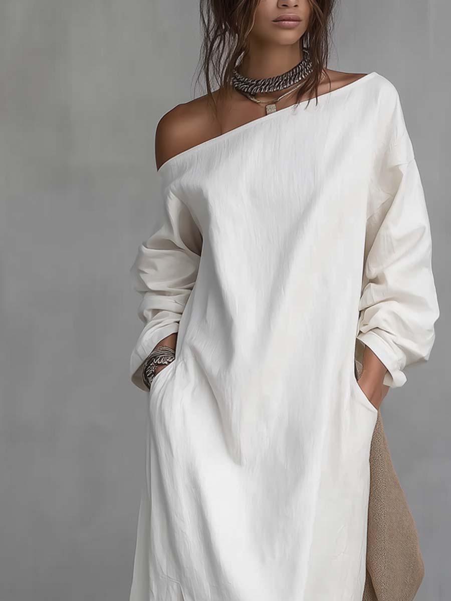 Sara | Vestido midi holgado de un solo hombro