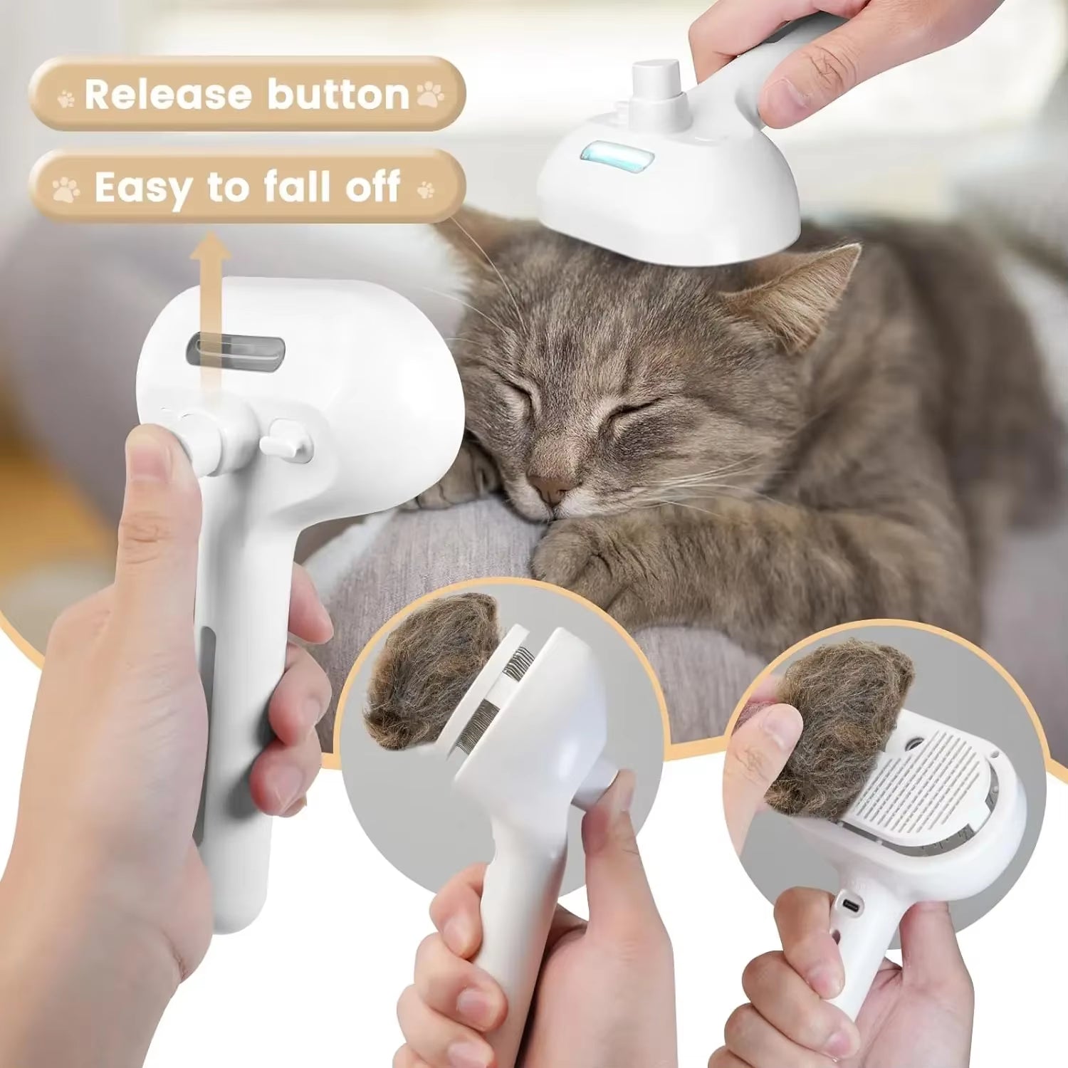 Cat Steam Brush Steamy Dog Brush 3 in 1 Electric Spray Cat Hair Brushes for Massage Pet Grooming Comb Hair Removal Combs
