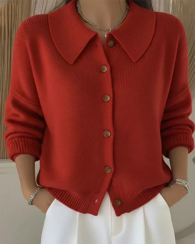 Cristina | Chaqueta de Punto con Cuello Camisero