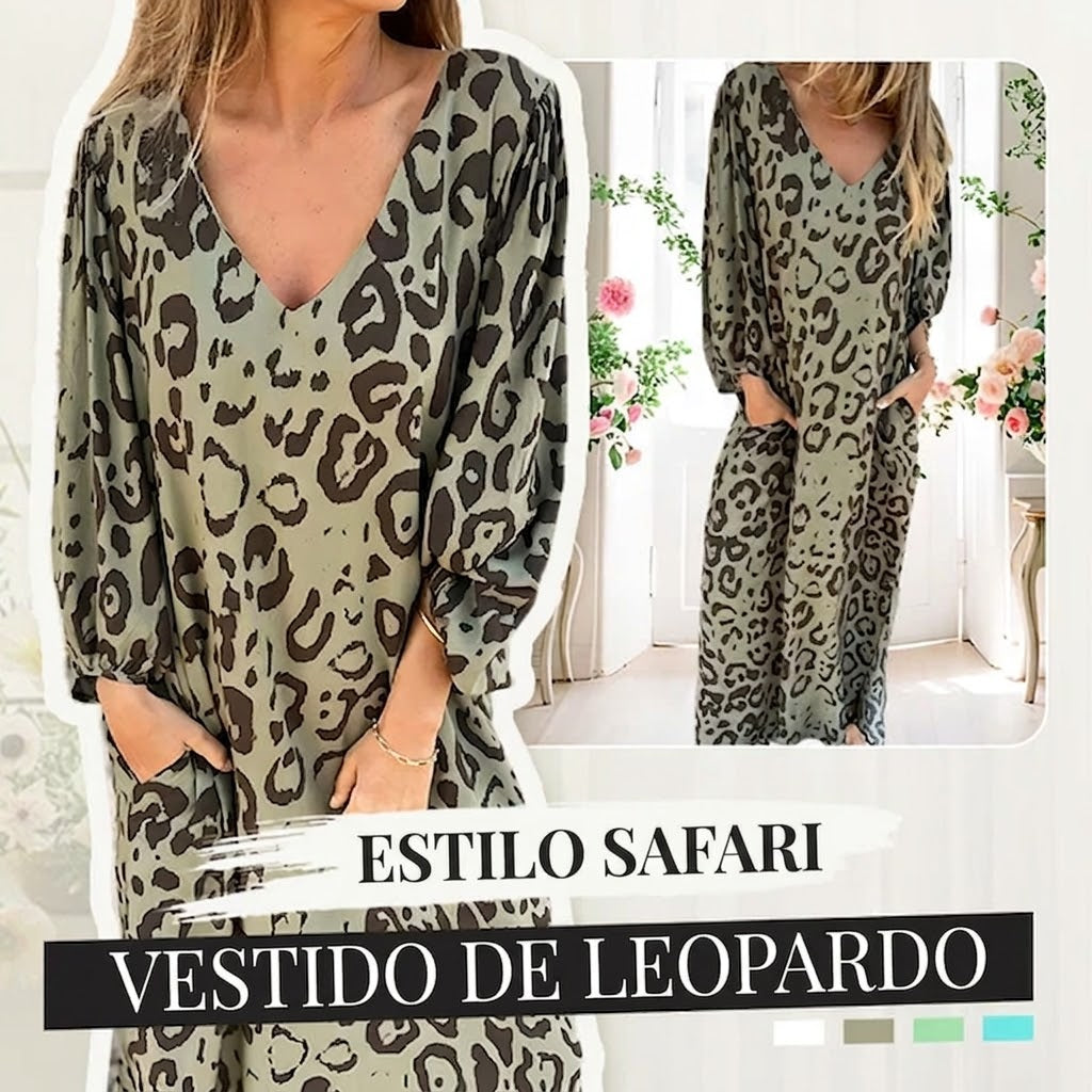Biarritz | Vestido Safari Chic con estampado de leopardo
