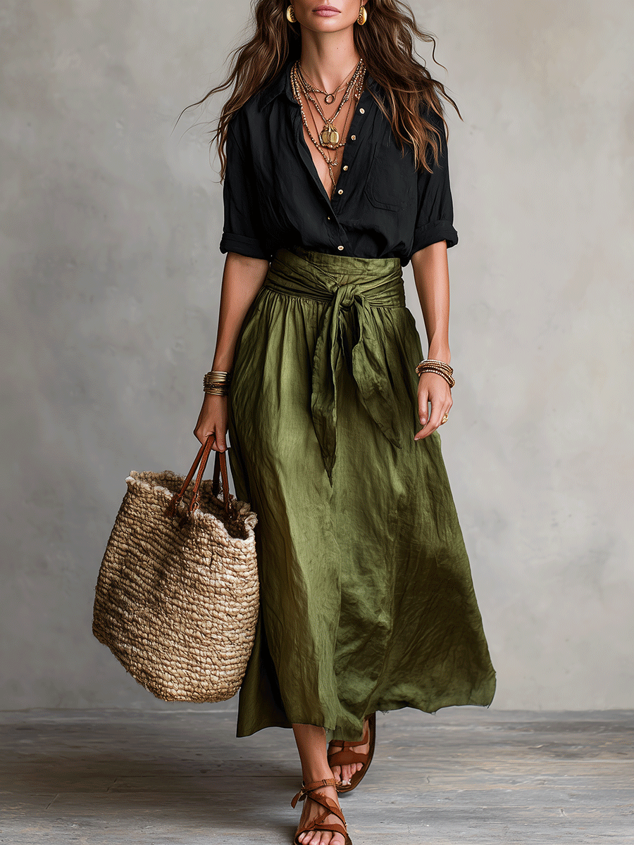Nerea | Conjunto Elegante Boho falda y blusa