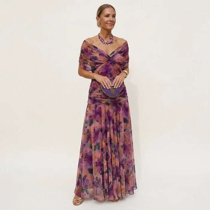 Salerno | Vestido Largo Mujer Elegante Fluido - Escote V y Diseño Sofisticado