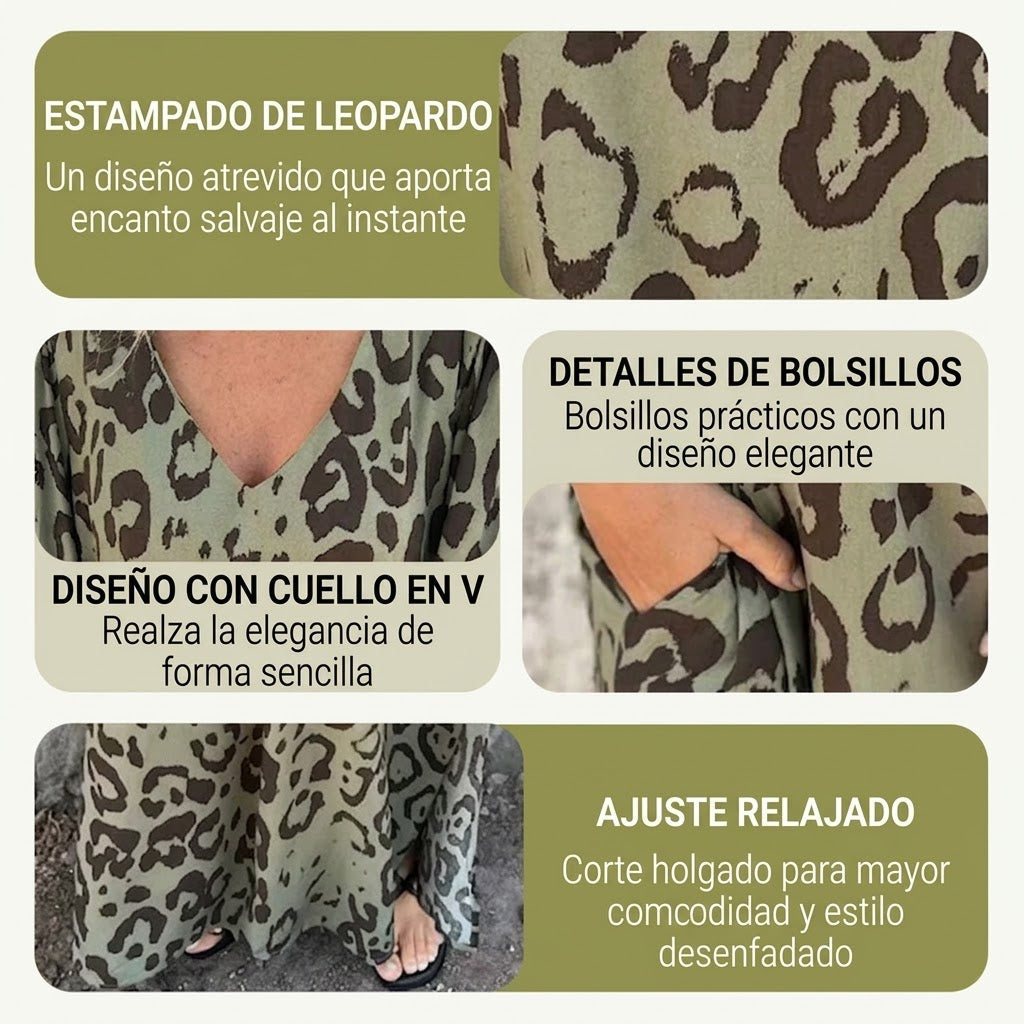Biarritz | Vestido Safari Chic con estampado de leopardo
