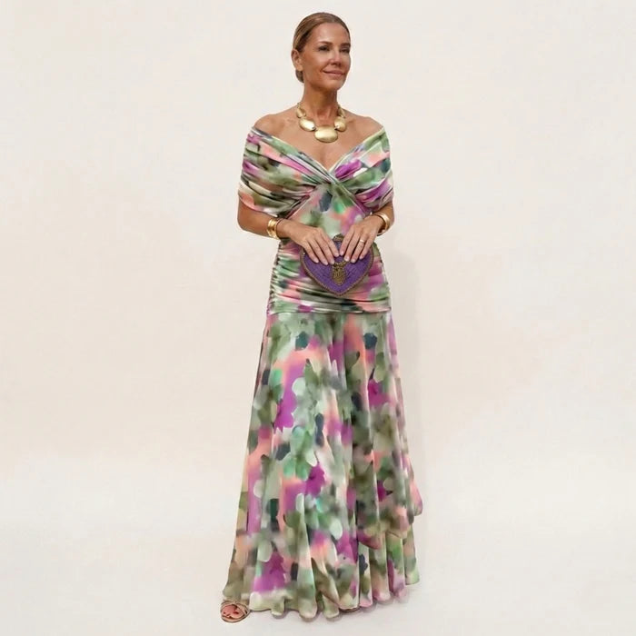 Salerno | Vestido Largo Mujer Elegante Fluido - Escote V y Diseño Sofisticado
