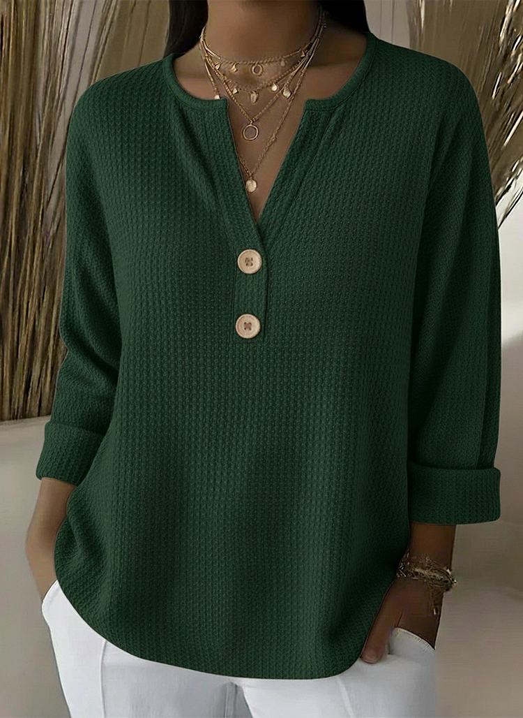Elena | Camiseta Henley Gofrada con Botones