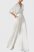 Isaura | Mono Largo Elegante con Pierna Ancha y Escote en V