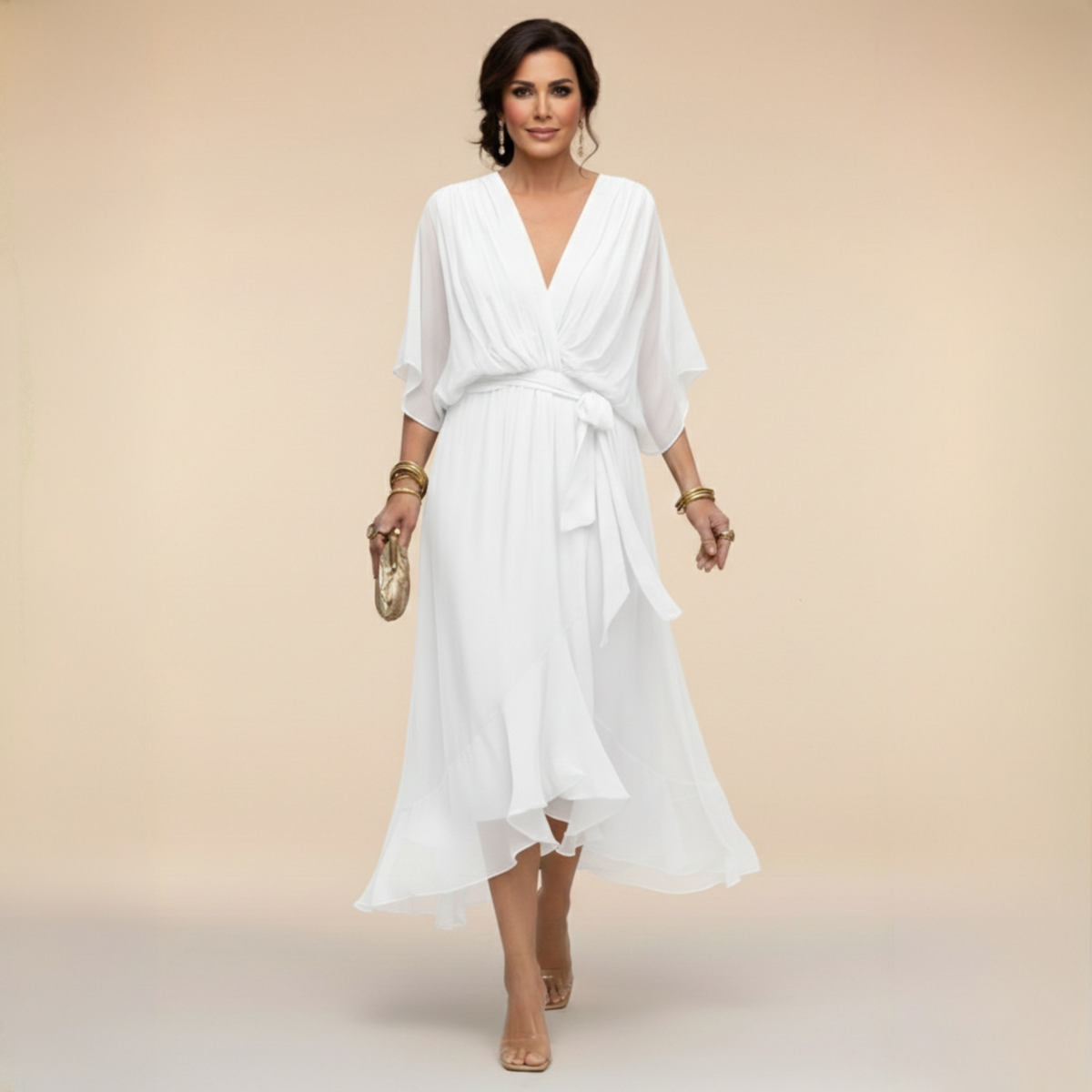 Marta | Vestido de chiffon con escote en V