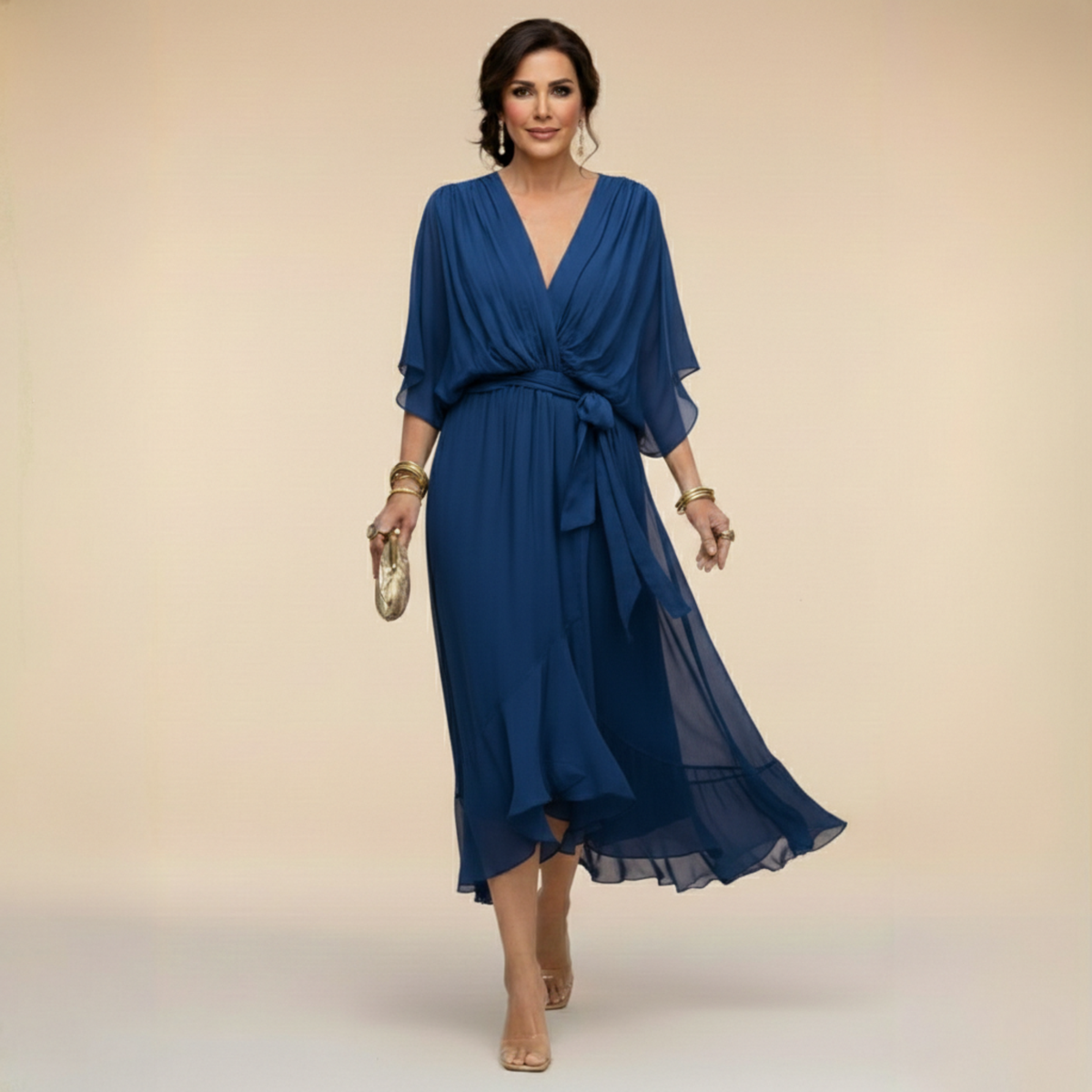 Marta | Vestido de chiffon con escote en V