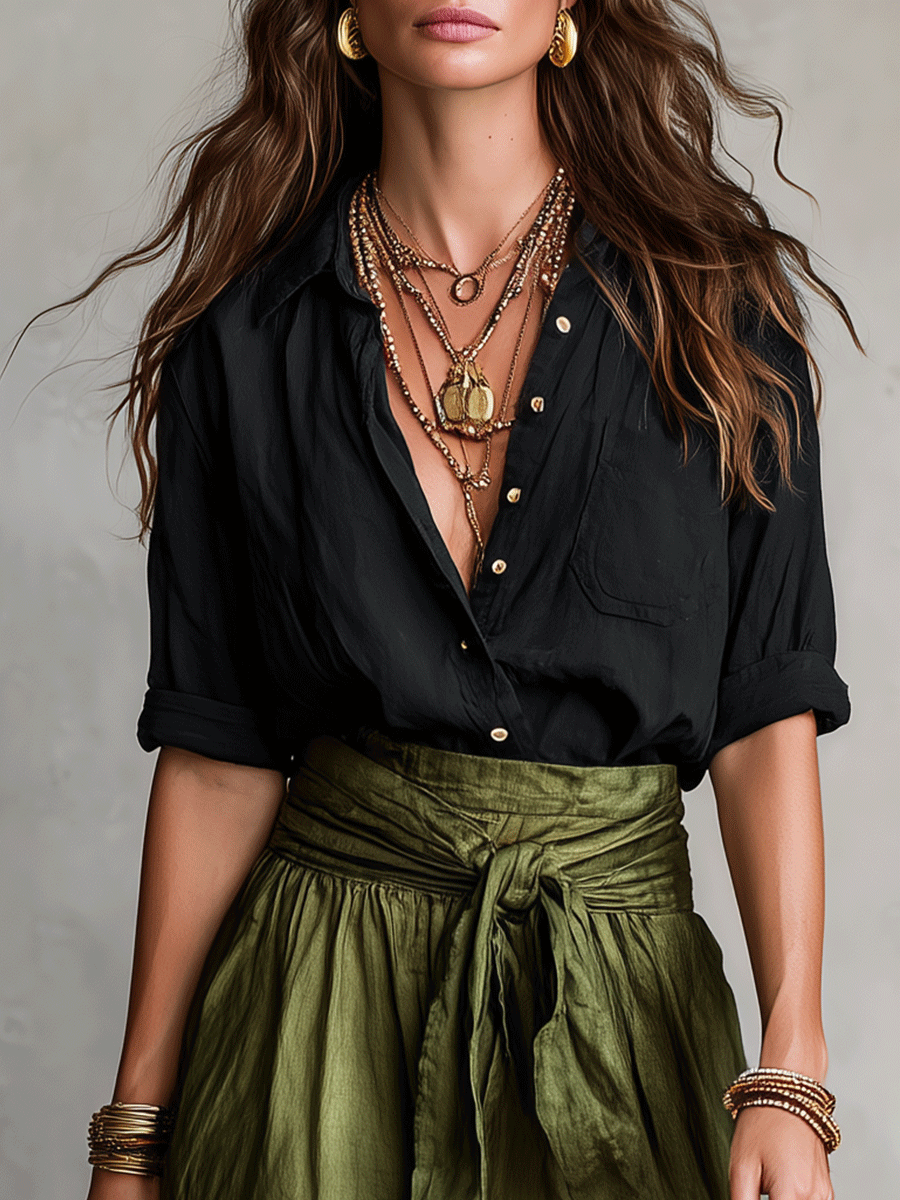 Nerea | Conjunto Elegante Boho falda y blusa
