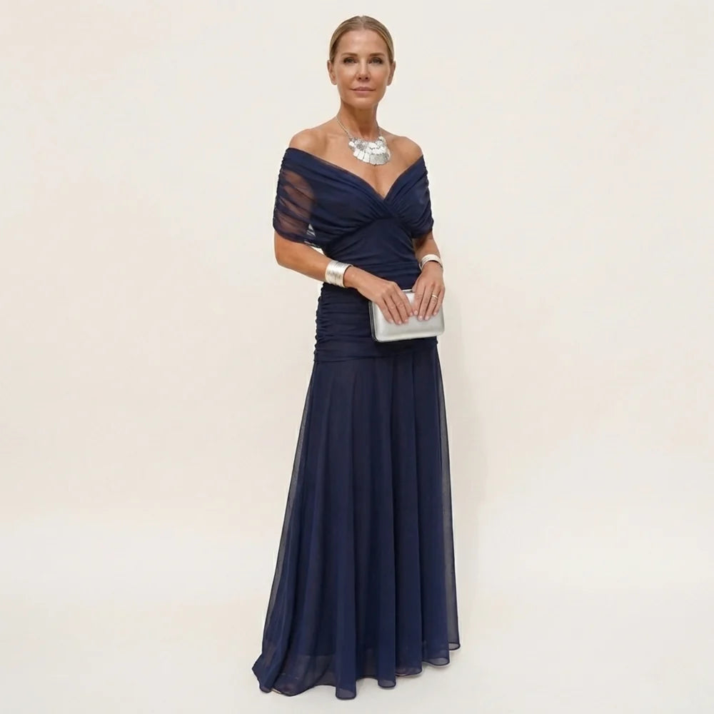 Salerno | Vestido Largo Mujer Elegante Fluido - Escote V y Diseño Sofisticado
