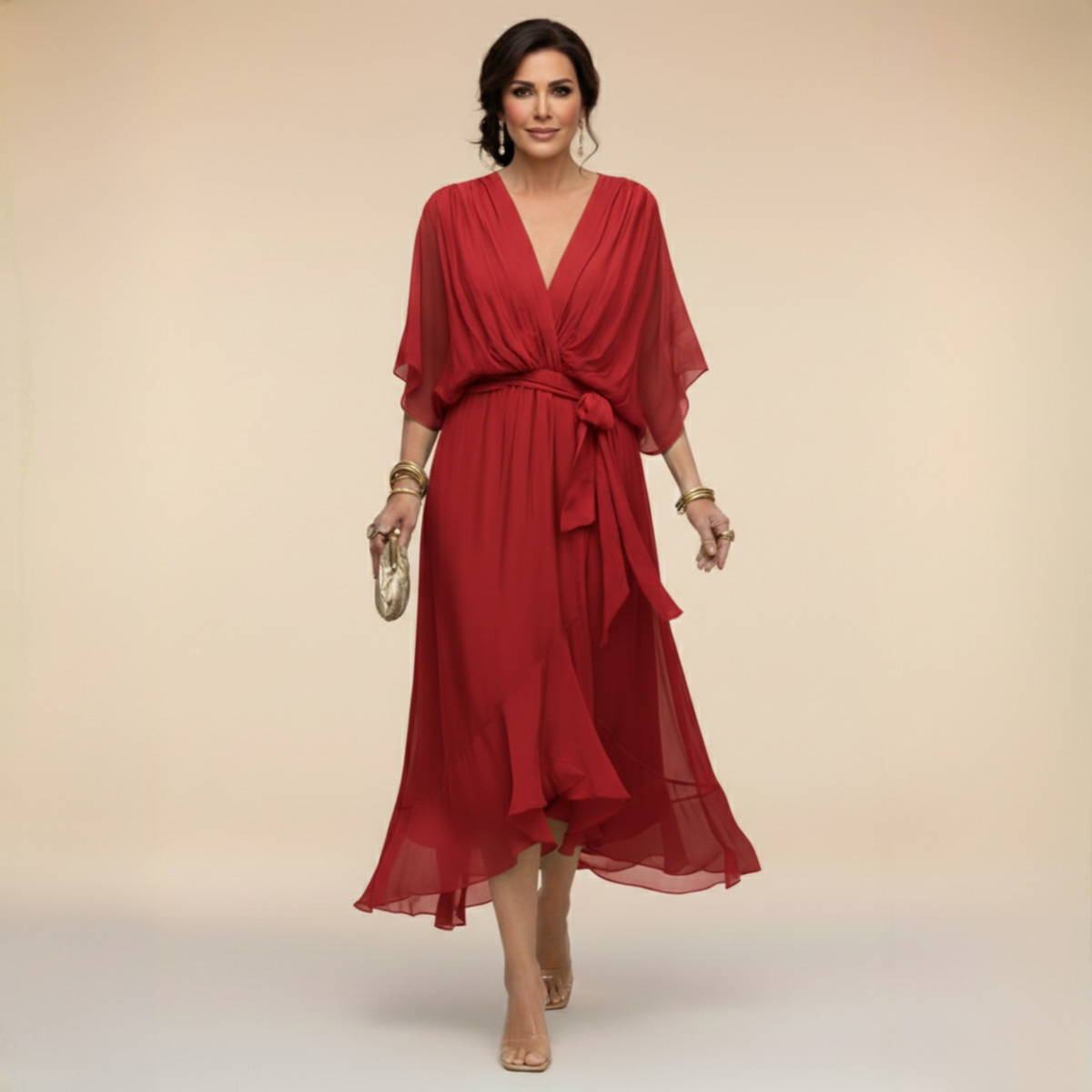Marta | Vestido de chiffon con escote en V