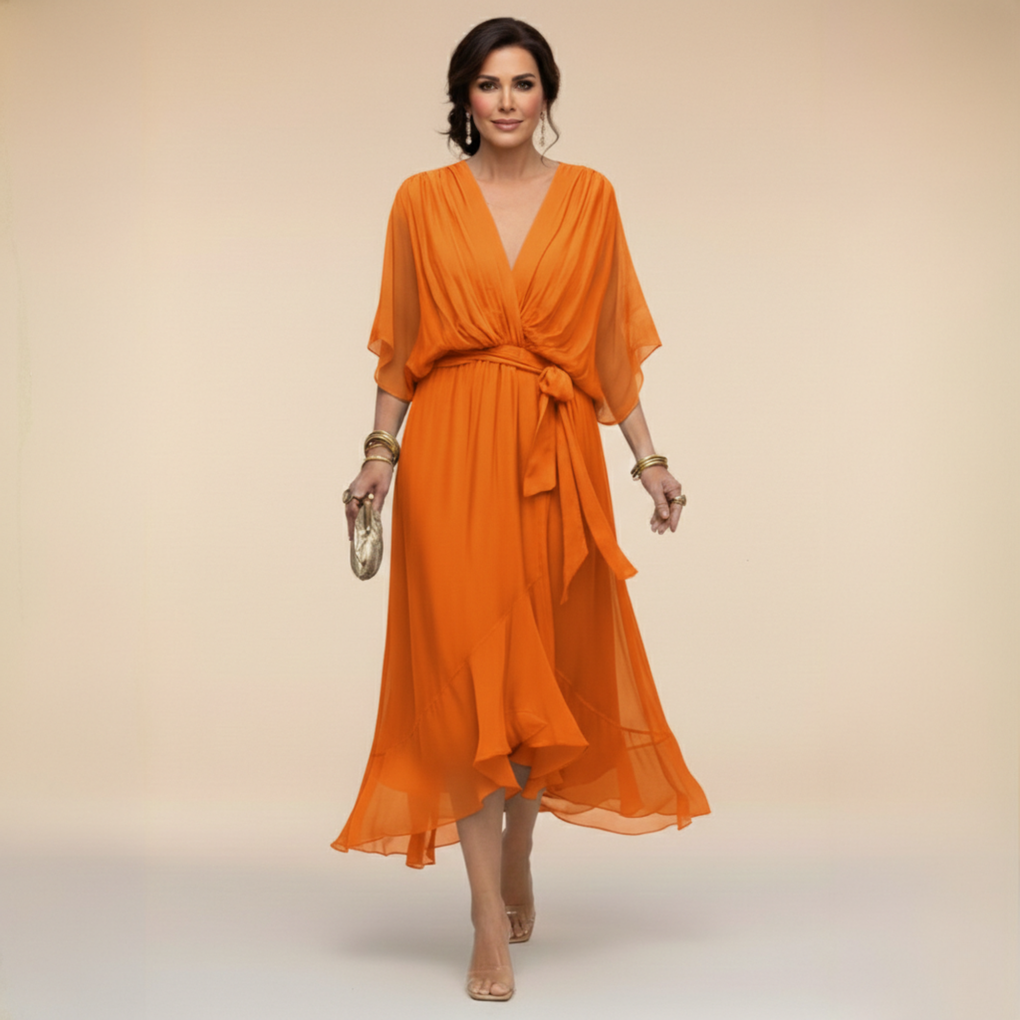 Marta | Vestido de chiffon con escote en V