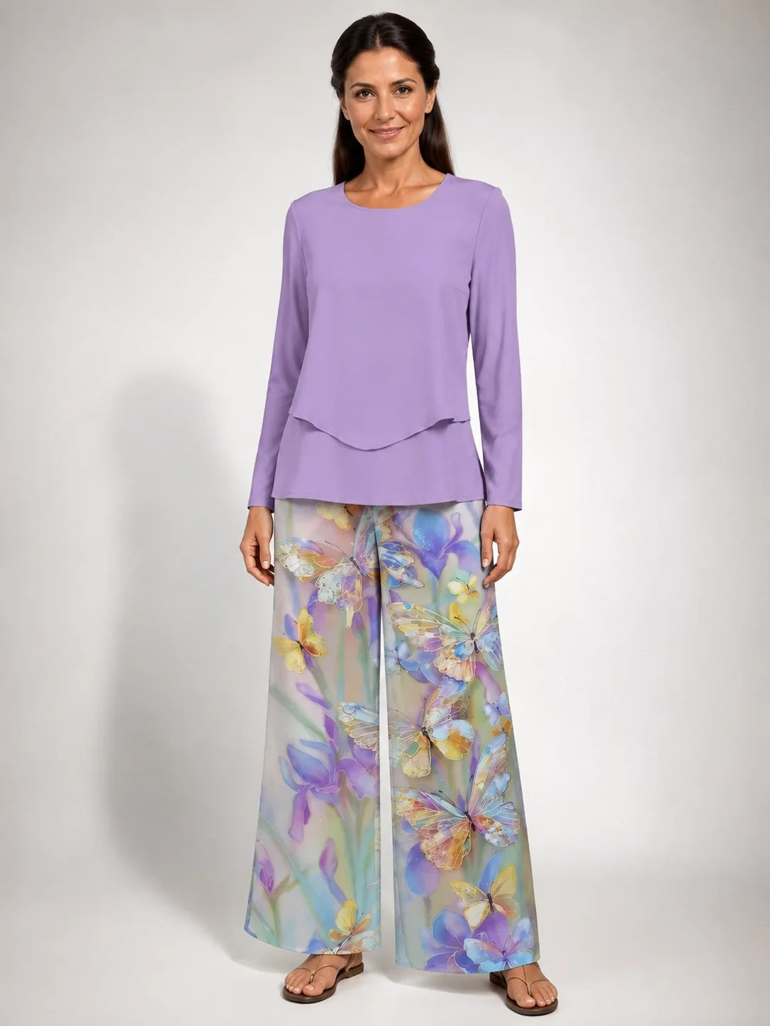 Otilia | Conjunto Lila con Pantalón Floral
