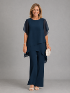 Amélie | Conjunto Elegante de Dos Piezas Mujer - Corte Fluido con Pantalón Ancho