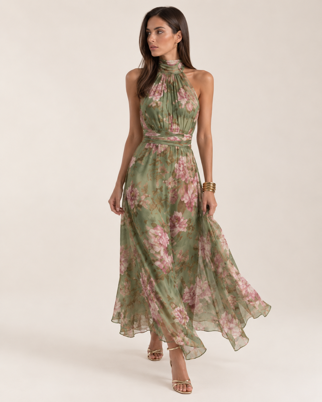 Florencia | Vestido Largo Floral con Escote Bajo