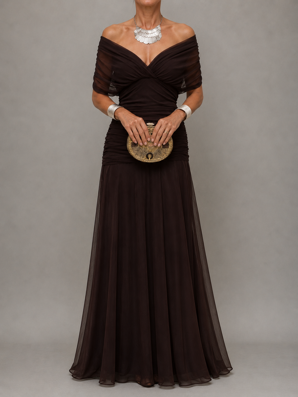 Salerno | Vestido Largo Mujer Elegante Fluido - Escote V y Diseño Sofisticado