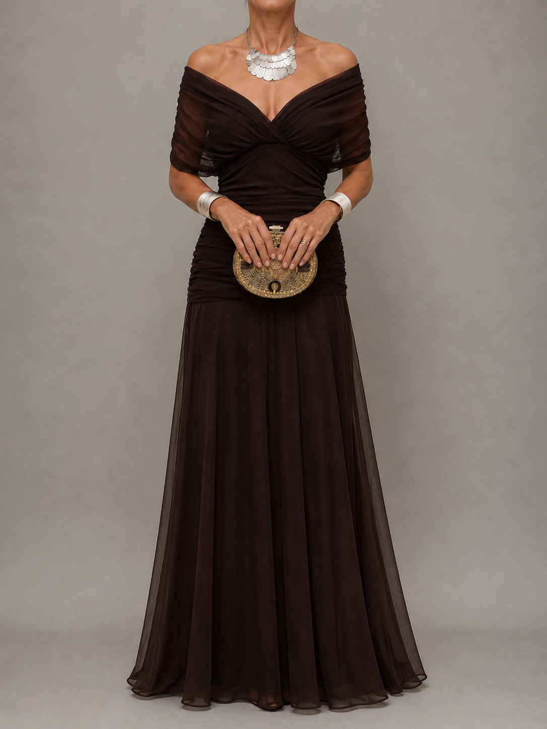 Salerno | Vestido Largo Mujer Elegante Fluido - Escote V y Diseño Sofisticado
