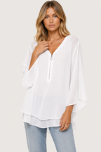 Olivia – Blusa de gasa con doble cremallera