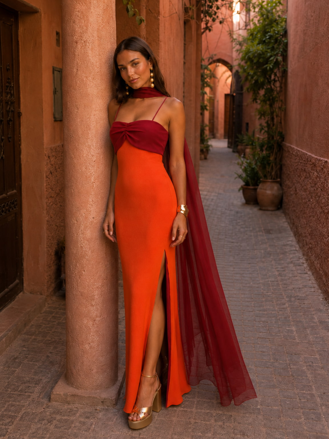 Florencia | Vestido Largo Drapeado Bicolor