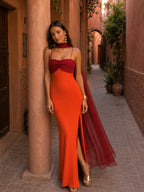 Florencia | Vestido Largo Drapeado Bicolor