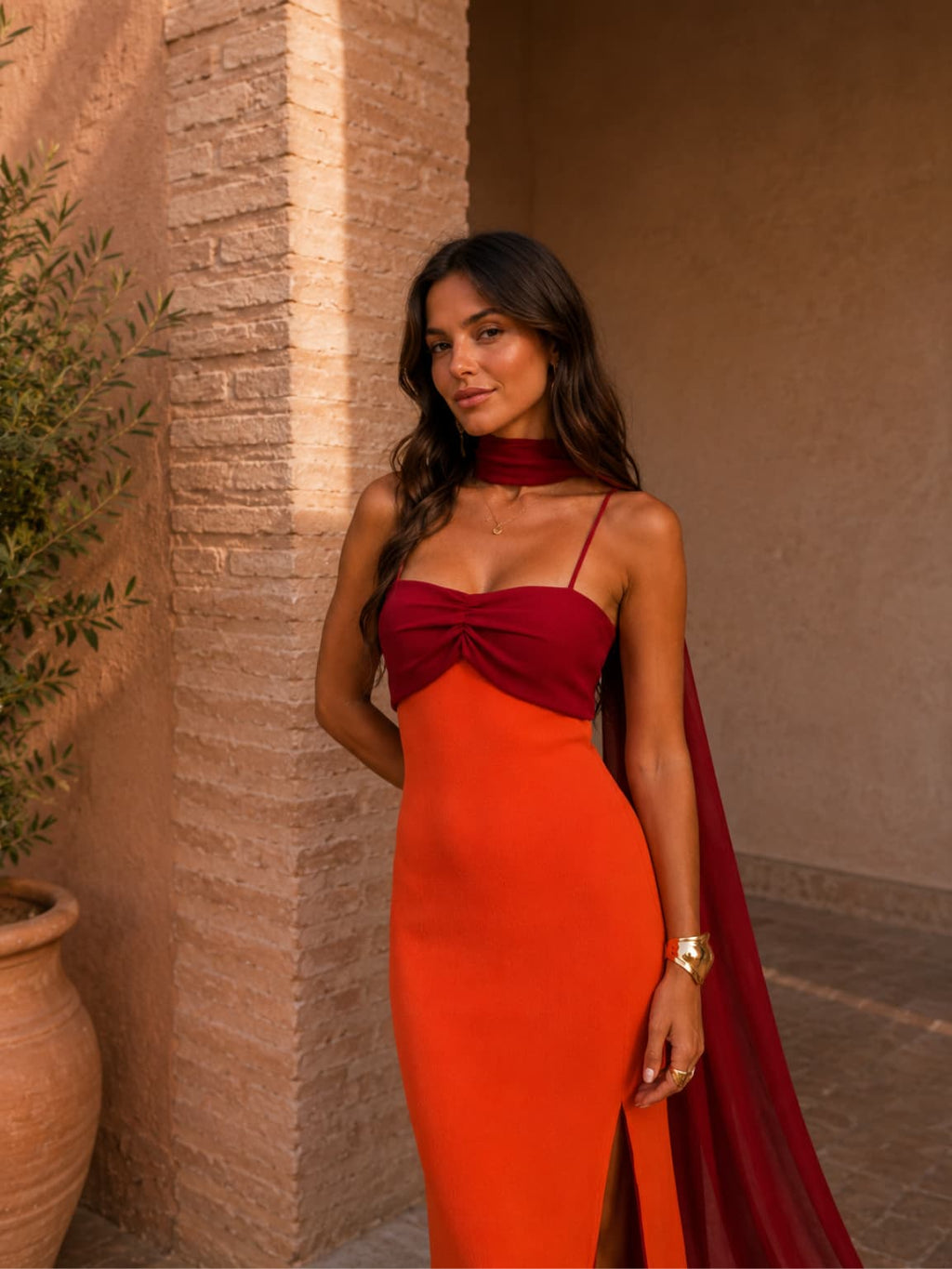 Florencia | Vestido Largo Drapeado Bicolor