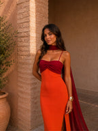 Florencia | Vestido Largo Drapeado Bicolor