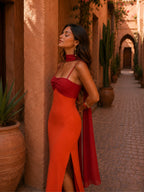 Florencia | Vestido Largo Drapeado Bicolor