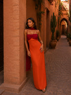 Florencia | Vestido Largo Drapeado Bicolor