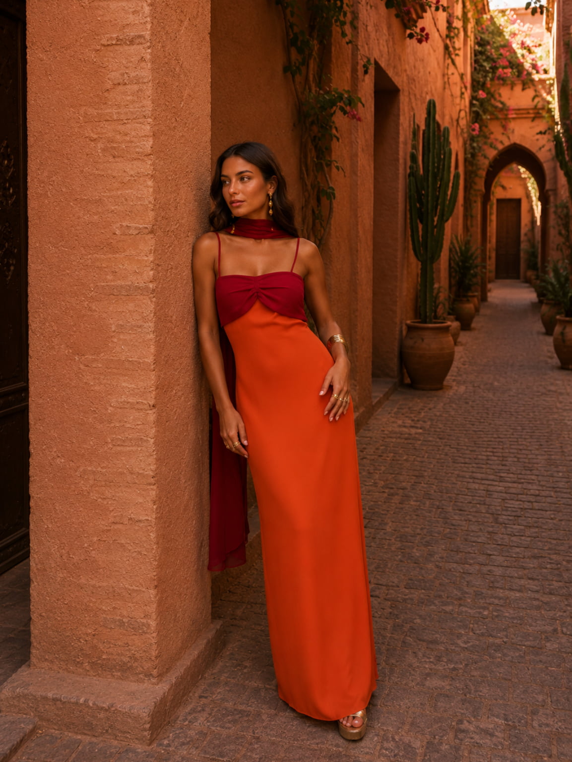 Florencia | Vestido Largo Drapeado Bicolor