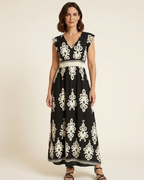 Cassis | Vestido maxi barroco con escote en V