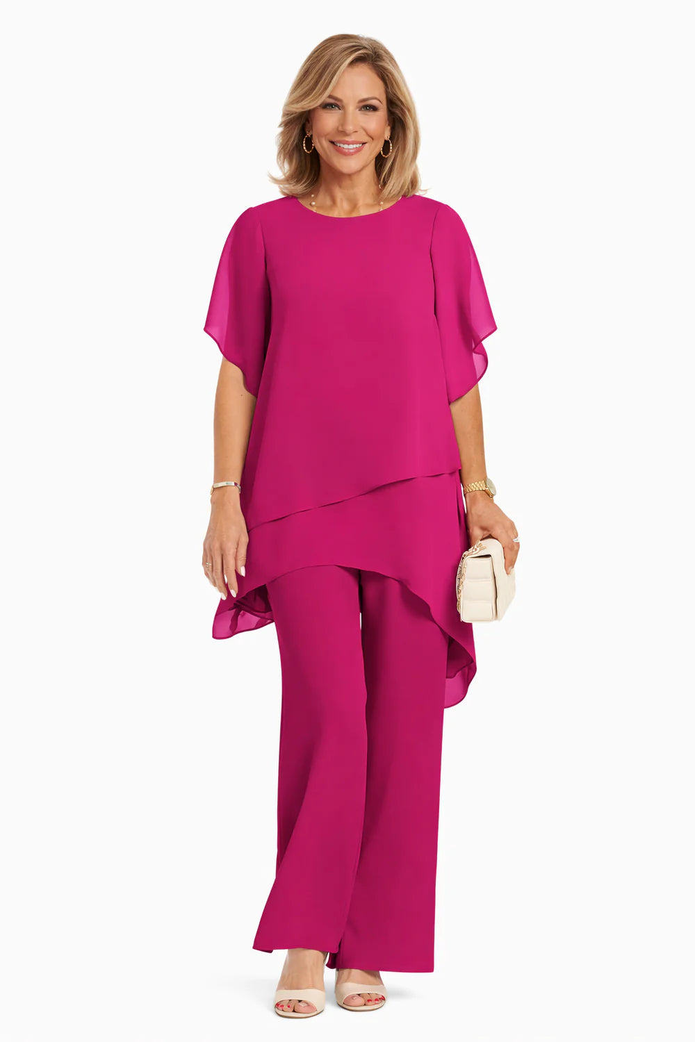 Amélie | Conjunto Elegante de Dos Piezas Mujer - Corte Fluido con Pantalón Ancho