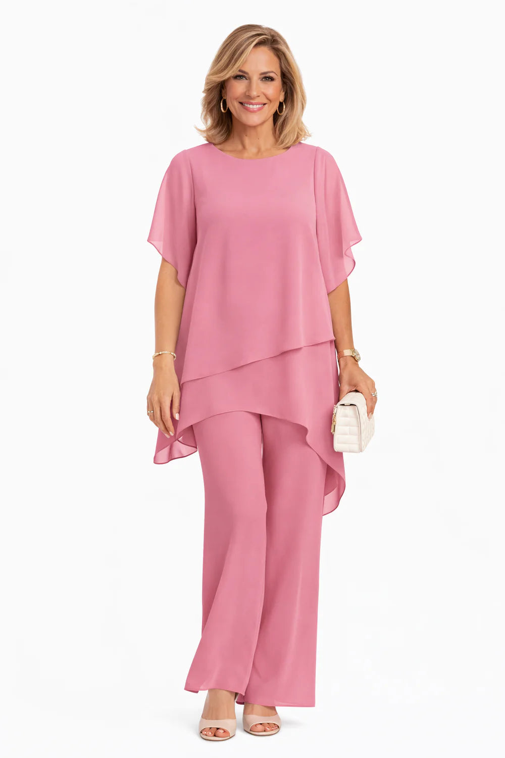 Amélie | Conjunto Elegante de Dos Piezas Mujer - Corte Fluido con Pantalón Ancho