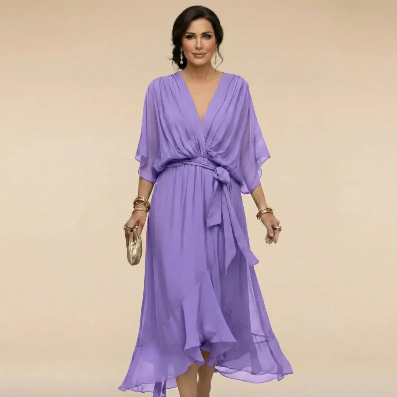 Marta | Vestido de chiffon con escote en V