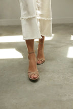 Marona | Sandalias de patchwork con punta redonda y tacón fino