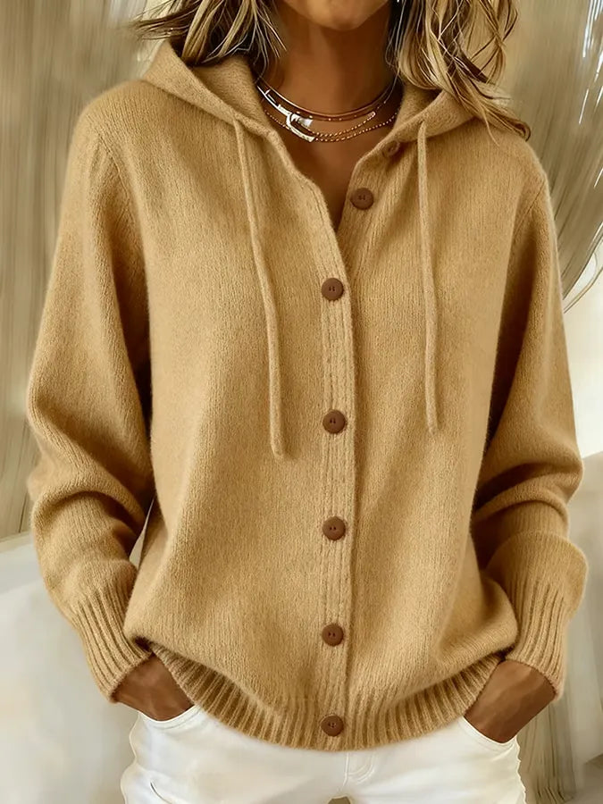 Montserrat | Chaqueta de Punto con Capucha y Botones