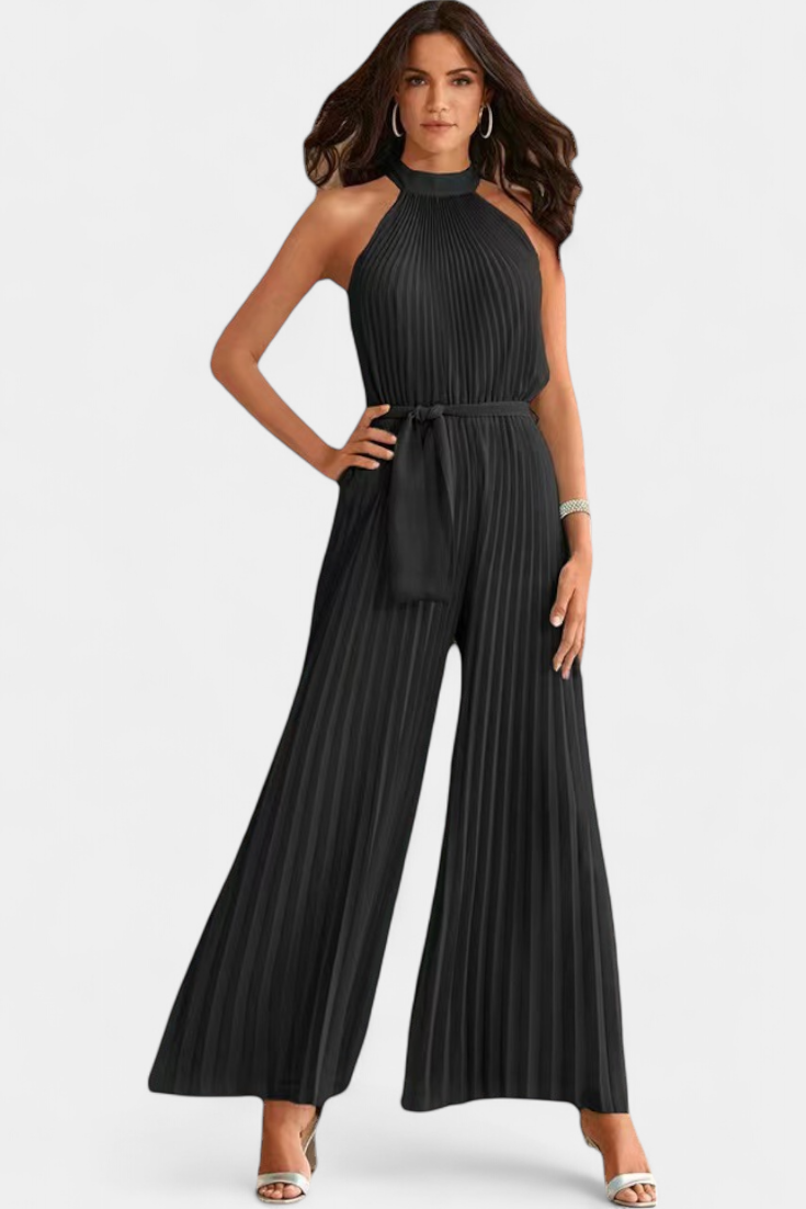 Patrizia | Mono Palazzo Plisado con Cuello Halter