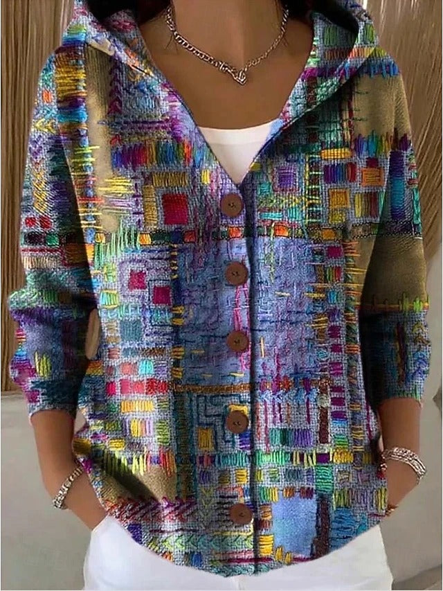 Maite | Chaqueta de Punto Estampada con Capucha