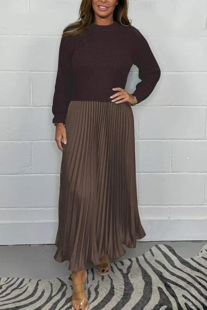 Positano | Vestido maxi con jersey y falda plisada