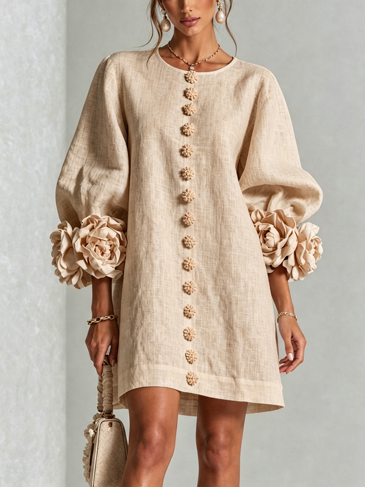 Normandía | Minivestido de lino texturizado