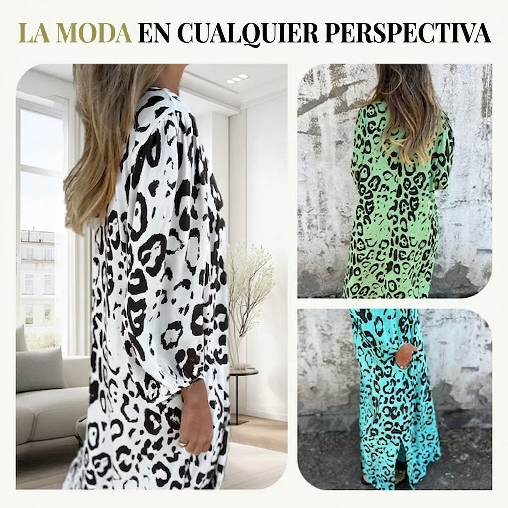 Biarritz | Vestido Safari Chic con estampado de leopardo
