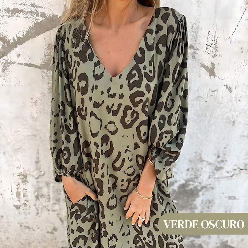 Biarritz | Vestido Safari Chic con estampado de leopardo