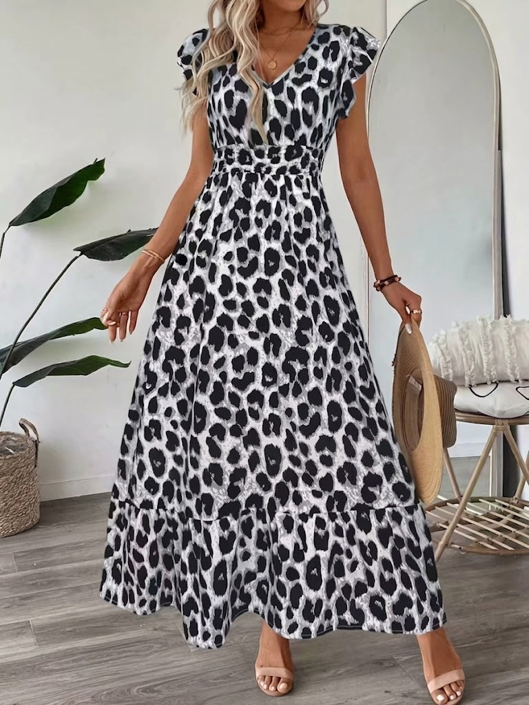 Cassis | Vestido maxi barroco con escote en V