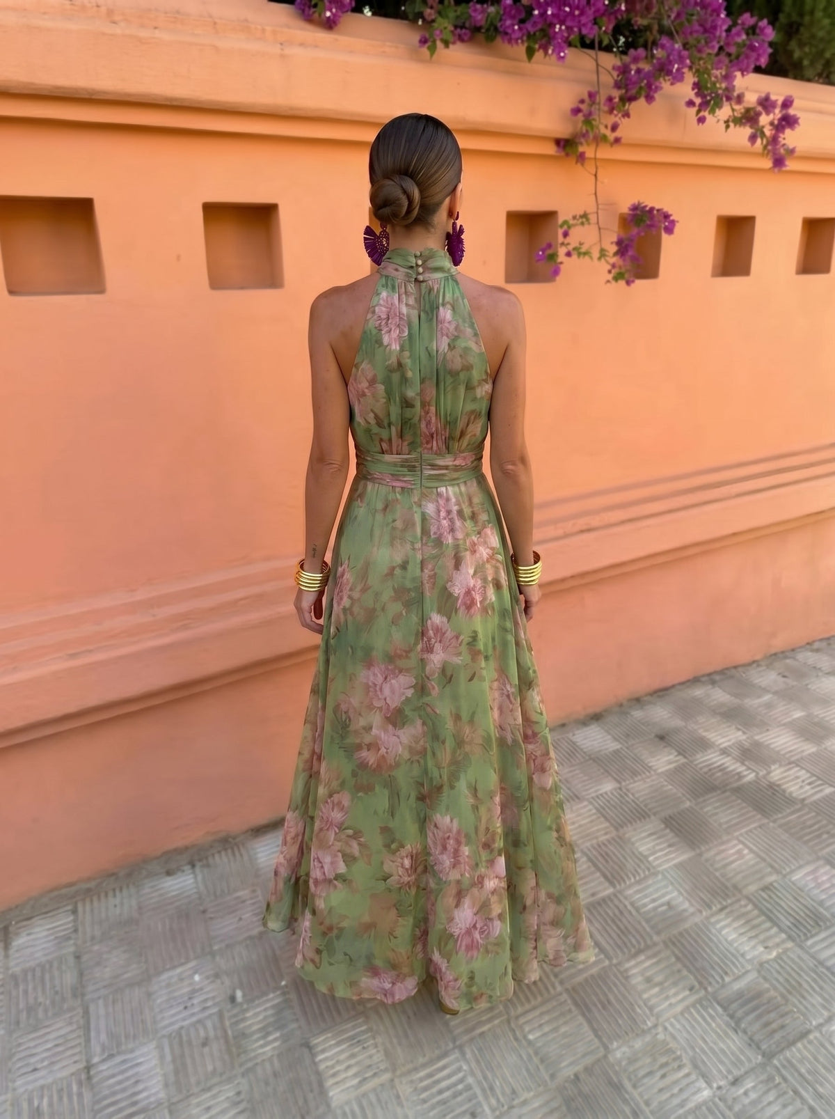 Florencia | Vestido Largo Floral con Escote Bajo