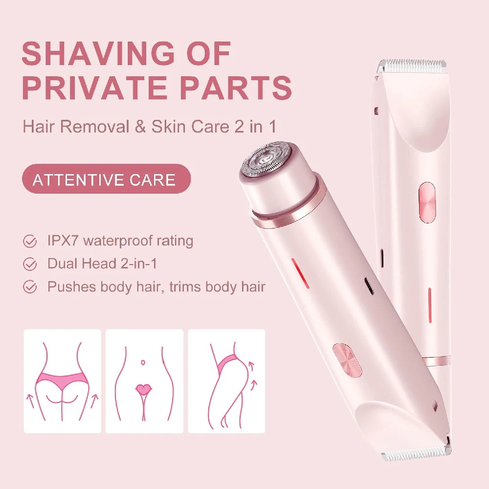1PCS Women'S Bikini Trimmer, Electric Shaver, Dual Head Electric Razor, Two-In-One Women'S Body Shaver, and Ipx67 Waterproof Wet