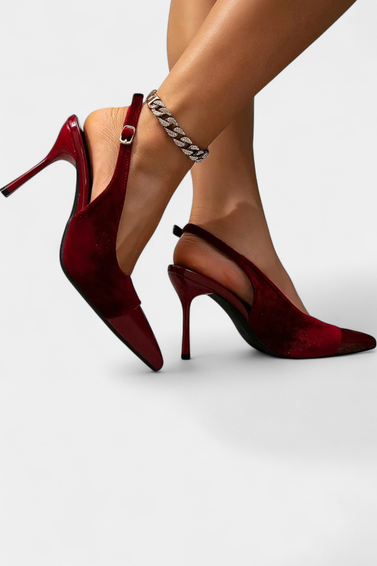 Candice | Tacones Stiletto de Terciopelo con Patchwork